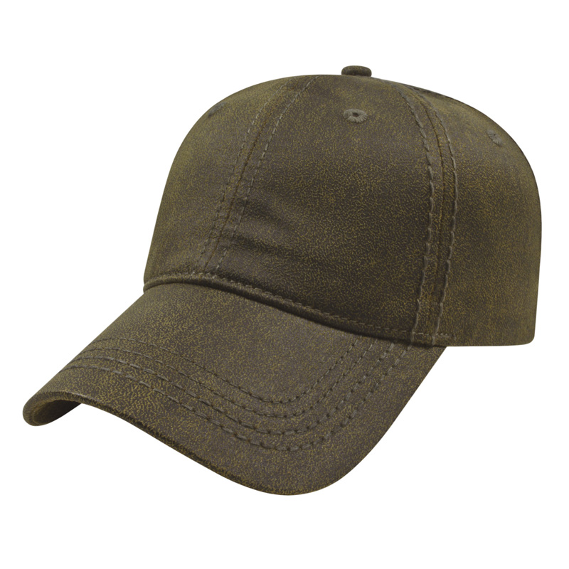 Brown Faux Leathered Poly/Cotton Cap