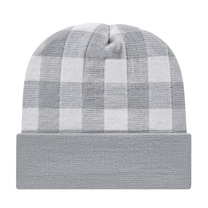 Plaid Knit Cap with Cuff