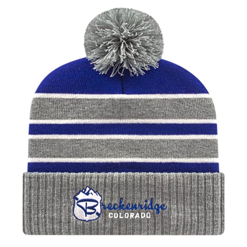 Double Stripe Knit Cap with Ribbed Cuff