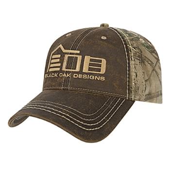 Faux Leathered Poly/Cotton Camo Cap
